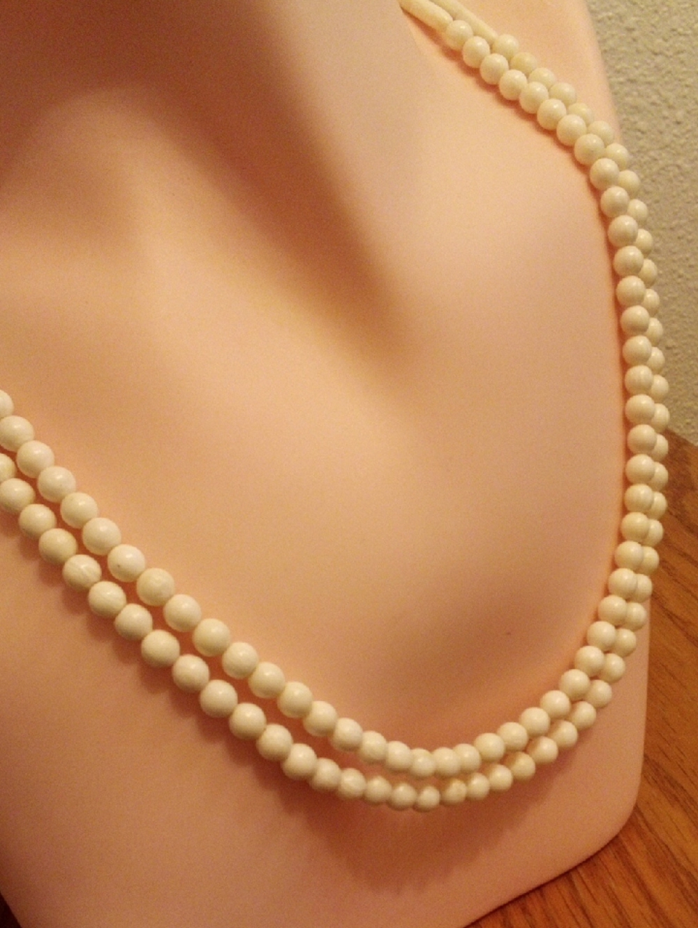 Classic White Double-Strand Bead Necklace - Picture 3 of 6